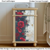 Zwarte Rode Rozen, Verweerde Muur CQ5 Decoupage Tissuepapier