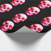 Zwarte & Rode Schedel Kerstmis Cadeaupapier (Hoek)