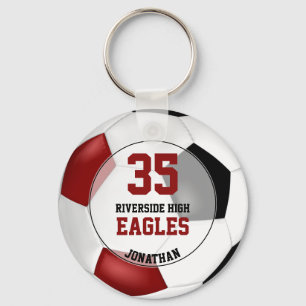 zwarte rode simpele voetbal jongens teamgeest sleutelhanger