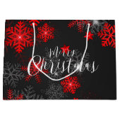 Zwarte rode snowflake Merry kerst nieuw jaar Doos Groot Cadeauzakje (Voorkant)