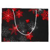 Zwarte rode snowflake Merry kerst nieuw jaar Doos Groot Cadeauzakje (Achterkant)