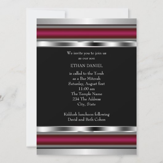 Zwarte Rode Ster van David Bar Mitswa Kaart (Achterkant)