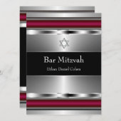 Zwarte Rode Ster van David Bar Mitswa Kaart (Voorkant / Achterkant)