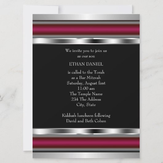 Zwarte Rode Ster van David Bar Mitswa Kaart (Achterkant)