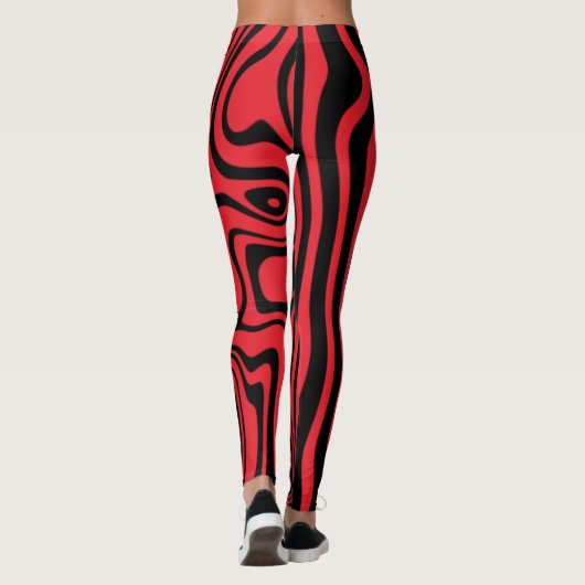 Zwarte rode streep Leggings - Kies kleur (Achterkant)