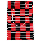 Zwarte rode strepen en strepen medium cadeauzakje (Voorkant)