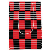 Zwarte rode strepen en strepen medium cadeauzakje (Achterkant)