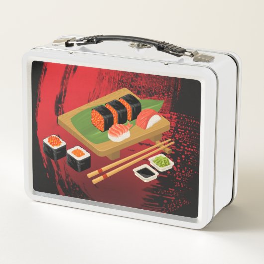 Zwarte & Rode Sushi Bento Box (Achterkant)