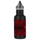 Zwarte Rode Swirl Waterfles met naam (Links)