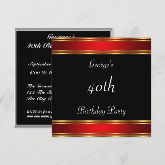 Zwarte Rode verjaardag Black Red Kaart (Voorkant / Achterkant)