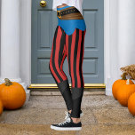Zwarte rode, verticale streep piratengordel Hallow Leggings<br><div class="desc">Pas aan om secundaire kleur te veranderen en de grootte van zwart streeppatroon te verhogen of te verminderen. Piratengordel en -as met faux-laarzen.</div>