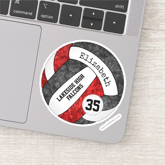 zwarte rode volleybal voor meisjes met mascotte sc sticker (Detail)