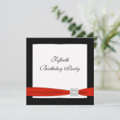 Zwarte rode vrouwen 50ste verjaardagsfeest kaart (Staand voorkant)