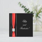 Zwarte Rode Vrouwen Classy 50ste Verjaardagsfeest Kaart (Staand voorkant)