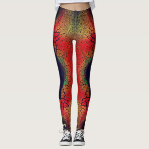 ZWARTE RODE VUURBEELDSCHERMEN VAN DE SCHERM LEGGINGS