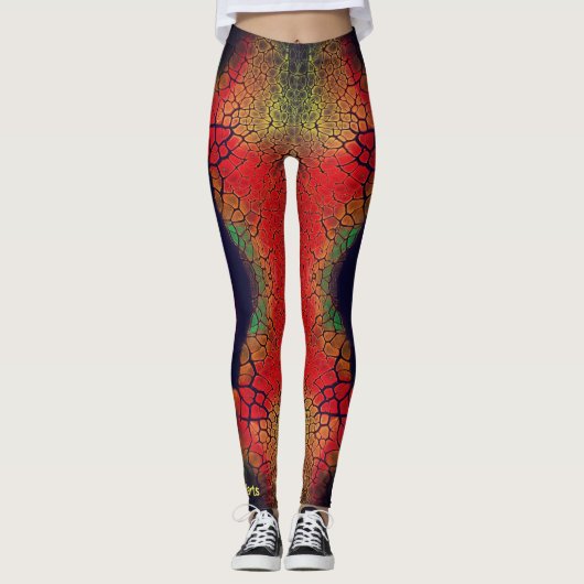 ZWARTE RODE VUURBEELDSCHERMEN VAN DE SCHERM LEGGINGS (Voorkant)