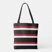 Zwarte Rode Witte Gestreepte Tote Tas (Achterkant)