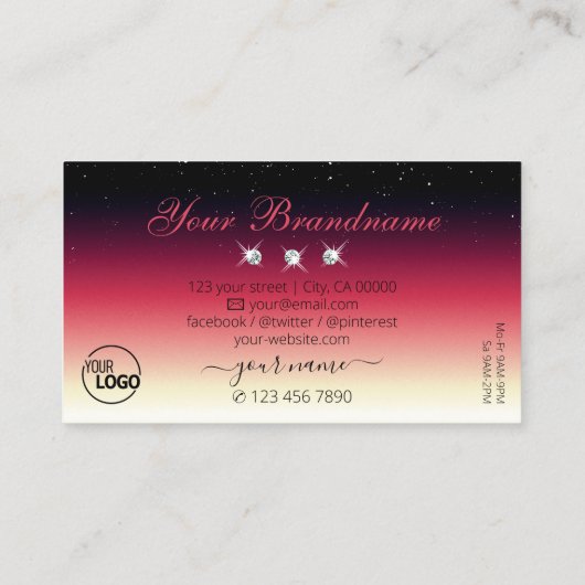 Zwarte rode witte gradiënt met reservediamanten Vo Visitekaartje (Achterkant)