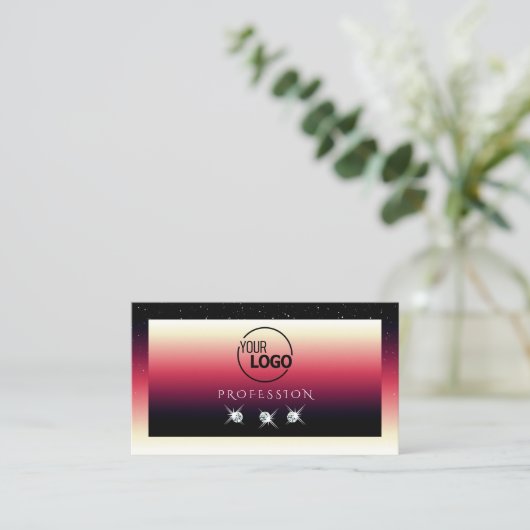 Zwarte rode witte gradiënt met reservediamanten Vo Visitekaartje (Staand voorkant)