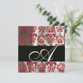 ZWARTE RODE WITTE SILK DAMASK CLOTH MONOGRAM Ice Kaart (Staand voorkant)