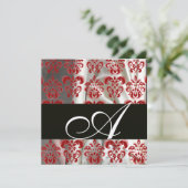 ZWARTE RODE WITTE SILK DAMASK CLOTH MONOGRAM Silve Kaart (Staand voorkant)