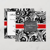 Zwarte rode witte verloving bruiloft kaart (Voorkant / Achterkant)