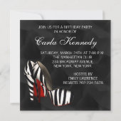 Zwarte Rode Zebra High Heel Shoe Verjaardagsfeest Kaart (Achterkant)