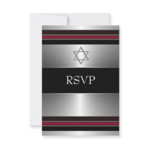 Zwarte Rode Zilveren Davidster Bar Mitzvah RSVP