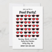 Zwarte Rode Zonnebrillen Zomer Pool Party Kaart (Voorkant)