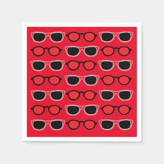 Zwarte Rode Zonnebrillen Zomer Strand Pool Party Servet (Voorkant)