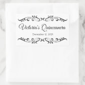 Zwarte rollen, aangepaste Quinceanera party logo Rechthoekige Sticker (Tas)