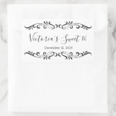 Zwarte rollen, op maat Sweet 16 party logo Rechthoekige Sticker (Tas)