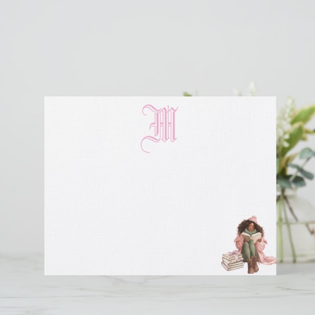 Zwarte Romance boekenliefhebber Gepersonaliseerde  Briefhoofd (Staand voorkant)