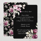 Zwarte Romantische Bloei Bloemige Pioenroos Kaart (Voorkant / Achterkant)