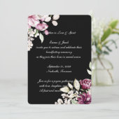 Zwarte Romantische Bloei Bloemige Pioenroos Kaart (Staand voorkant)