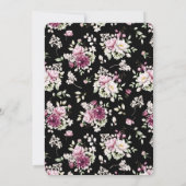 Zwarte Romantische Bloei Bloemige Pioenroos Kaart (Achterkant)