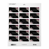 Zwarte Romantische Bloom Bloemen Pioenbloem Etiket (Full Sheet)