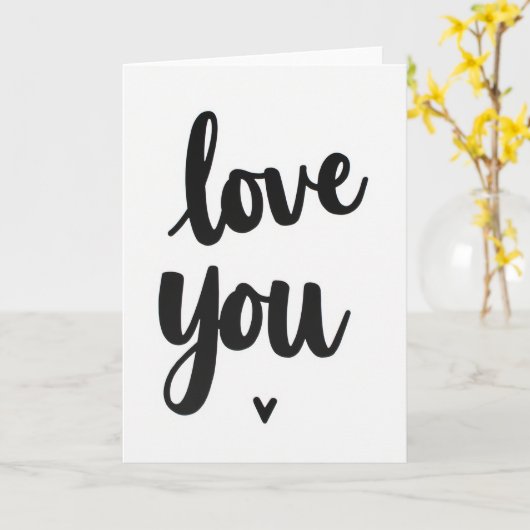 Zwarte Romantische Liefde Kaart (Gele Bloem)