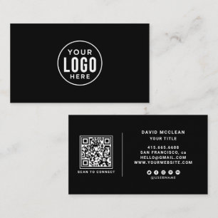 Zwarte Ronde Aangepaste Logo QR Code Sociale Media Visitekaartje