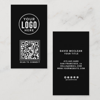 Zwarte Ronde Aangepaste Logo QR Code Sociale Media Visitekaartje