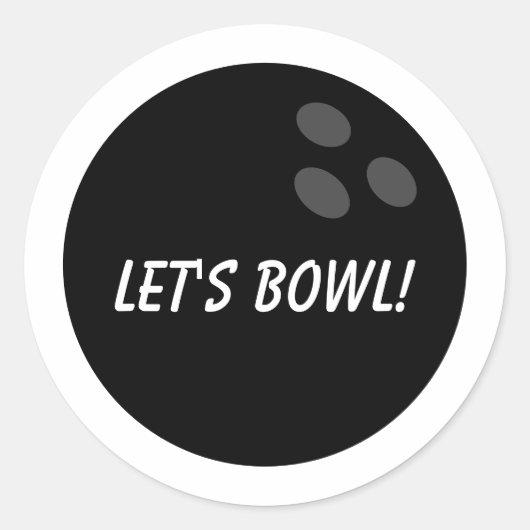 Zwarte ronde bowlingbal stickers met aangepaste te (Voorkant)