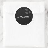 Zwarte ronde bowlingbal stickers met aangepaste te (Tas)