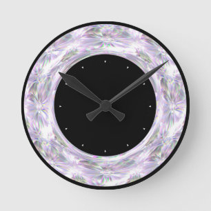 Zwarte ronde klok met diamantprint