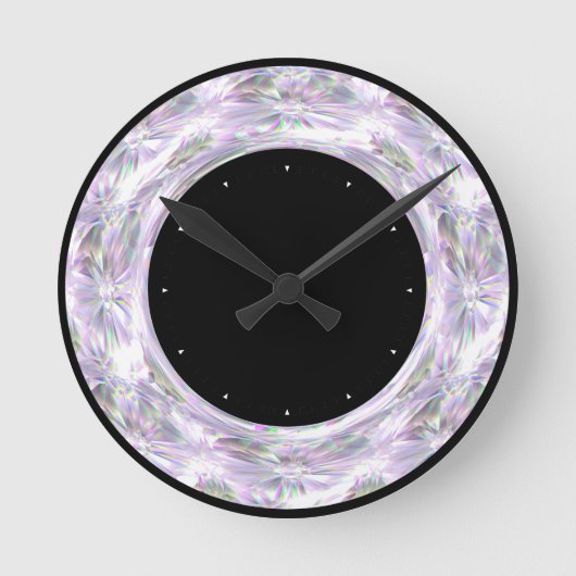 Zwarte ronde klok met diamantprint (Voorkant)
