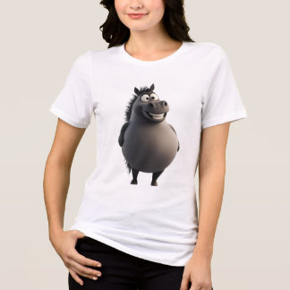 Zwarte Ronde Paard T-shirt | Cute Zodiac Paard Gra