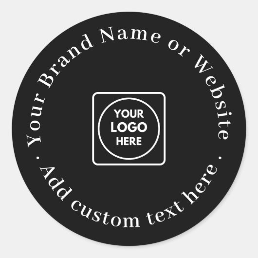 Zwarte ronde Sticker | Custom Modern Business Logo (Voorkant)