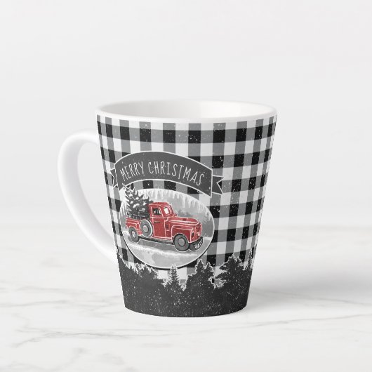  zwarte rondweg Buffalo met kerstmis Latte Mok (Linkerhoek)