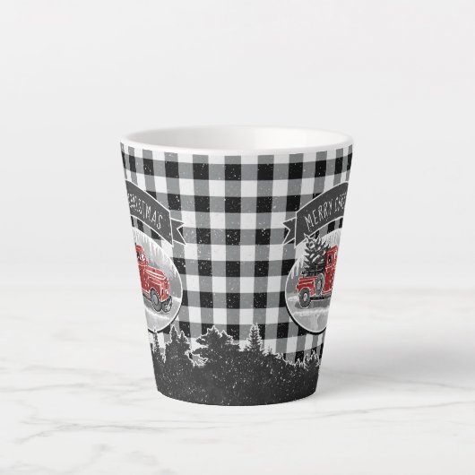 zwarte rondweg Buffalo met kerstmis Latte Mok (Voorkant)