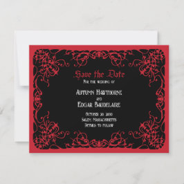 Zwarte Rood Gotische Bruiloft Save The Date