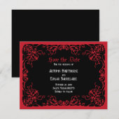 Zwarte Rood Gotische Bruiloft Save The Date (Voorkant / Achterkant)